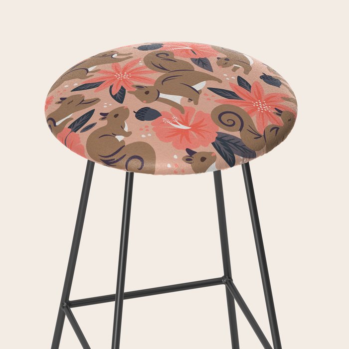 Squirrels & Blooms â Peach & Tan Stool Gallery Image 2