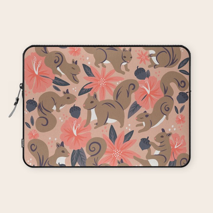 Squirrels & Blooms â Peach & Tan Laptop Sleeve Gallery Image 1