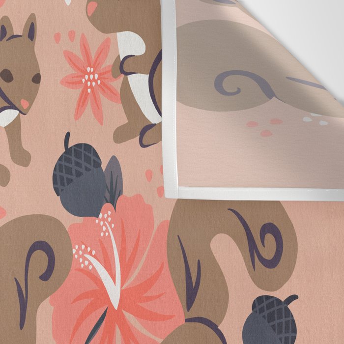 Squirrels & Blooms â Peach & Tan Wall Tapestry Gallery Image 3