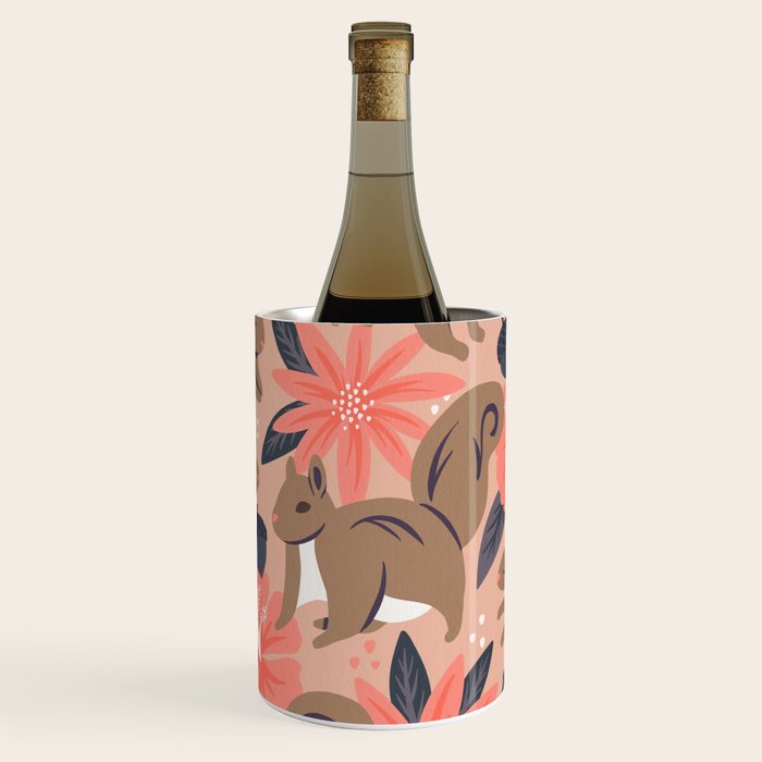 Squirrels & Blooms â Peach & Tan Wine Chiller Gallery Image 1