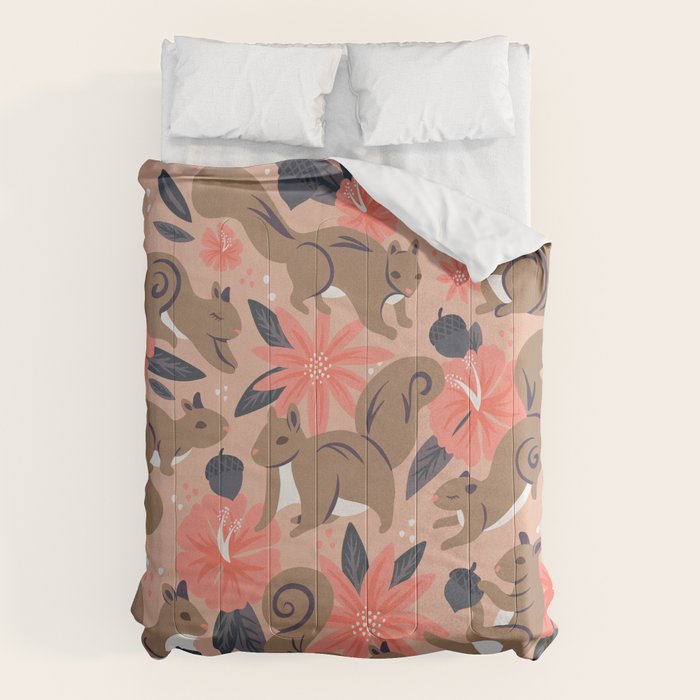 Squirrels & Blooms â Peach & Tan Comforter Gallery Image 6