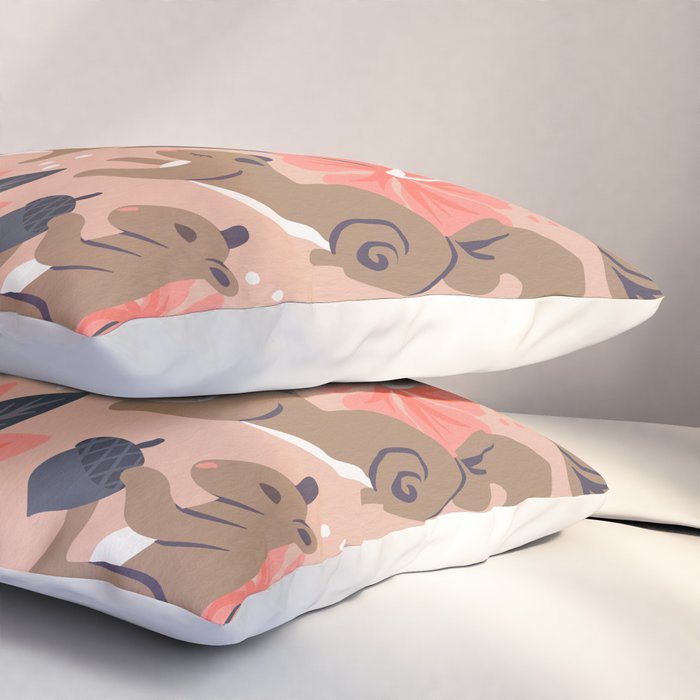 Squirrels & Blooms â Peach & Tan Pillow Sham Gallery Image 3