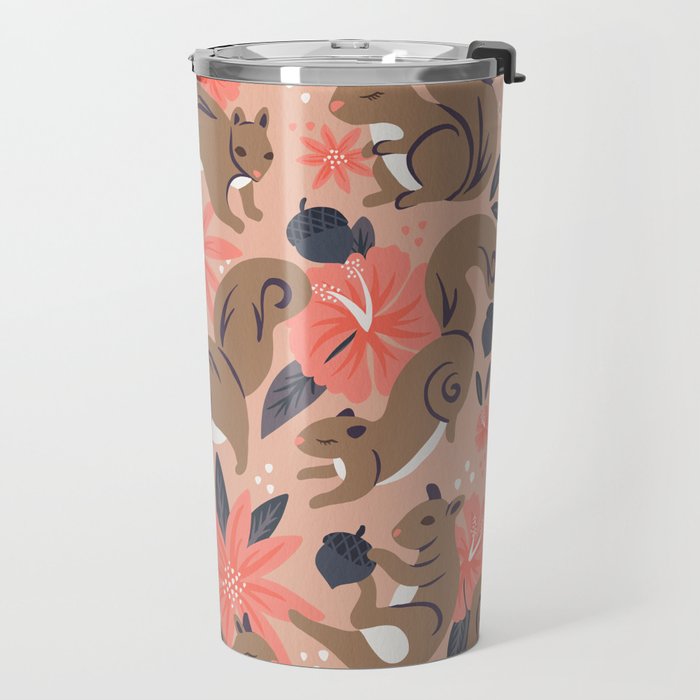 Squirrels & Blooms â Peach & Tan Travel Mug Gallery Image 2
