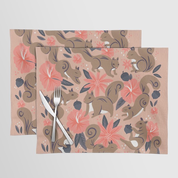 Squirrels & Blooms â Peach & Tan Placemat Gallery Image 1