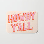 Southern Welcome: Howdy Y'all (bright pink and orange old west letters) Bath Mat Gallery Image 1
