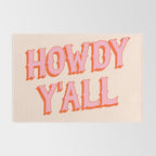 Southern Welcome: Howdy Y'all (bright pink and orange old west letters) Rug Gallery Image 2