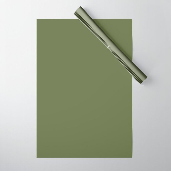 Olive Green Solid Mod Color Wrapping Paper Gallery Image 1