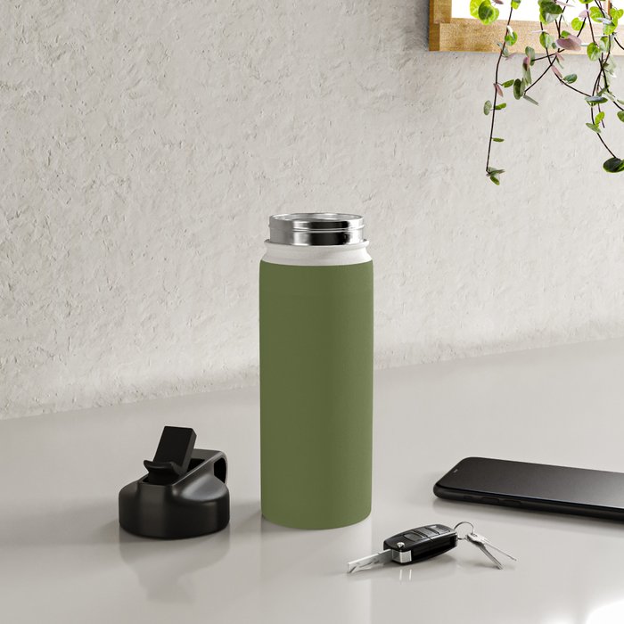Olive Green Solid Mod Color Water Bottle Gallery Image 4