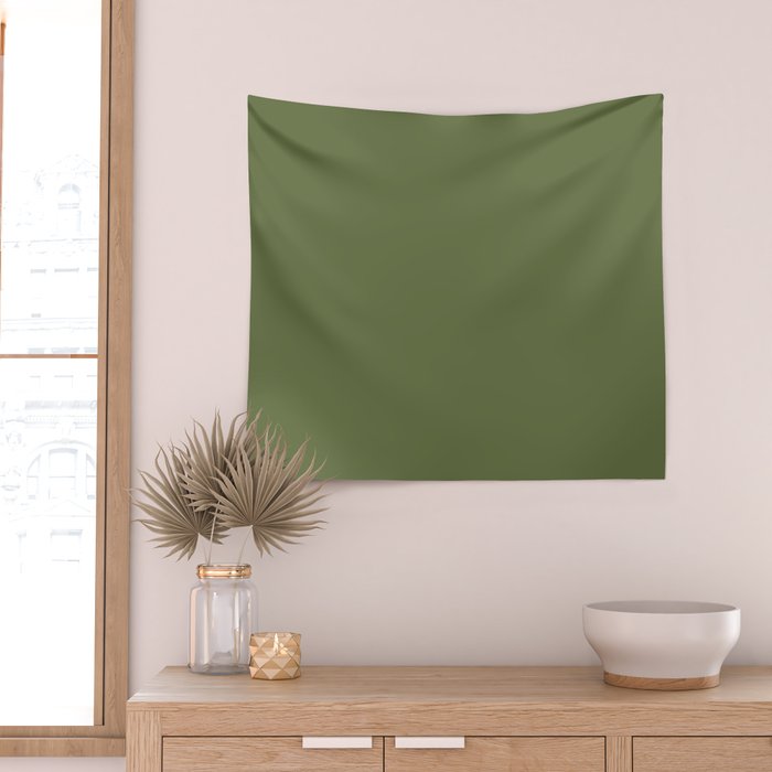 Olive Green Solid Mod Color Wall Tapestry Gallery Image 2