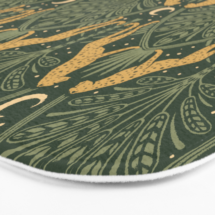 Night Cheetahs - Fern Green and Gold Bath Mat Gallery Image 3