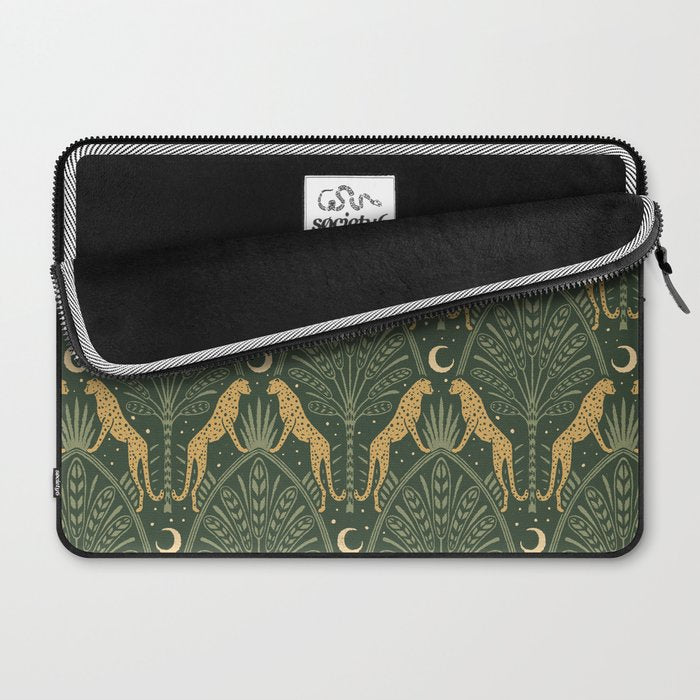 Night Cheetahs - Fern Green and Gold Laptop Sleeve Gallery Image 2