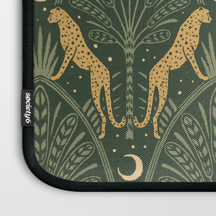 Night Cheetahs - Fern Green and Gold Laptop Sleeve Gallery Image 3