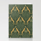 Night Cheetahs - Fern Green and Gold Stationery Card Gallery Image 2