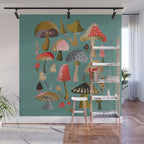Mushroom Collection - Mint Wall Mural Gallery Image 1