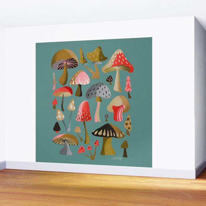 Mushroom Collection - Mint Wall Mural Gallery Image 2