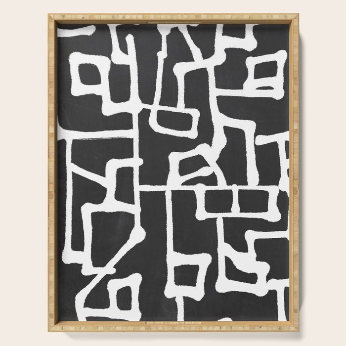 abstract-black and white Serving Tray Gallery Image 1