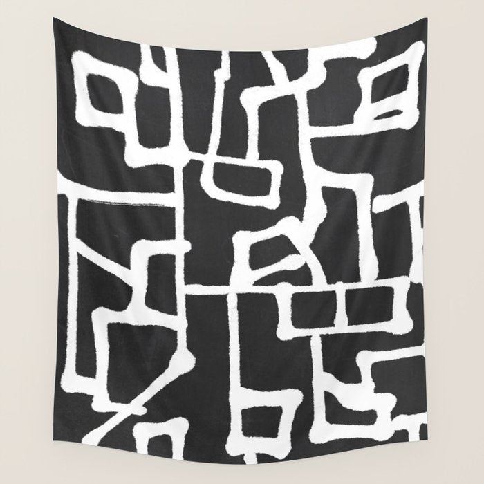 abstract-black and white Wall Tapestry Gallery Image 4
