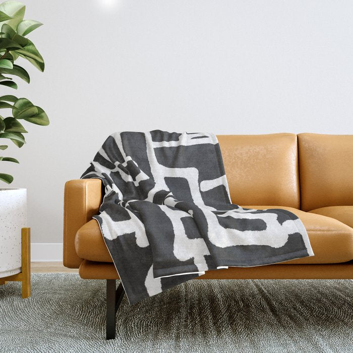 abstract-black and white Throw Blanket Gallery Image 1