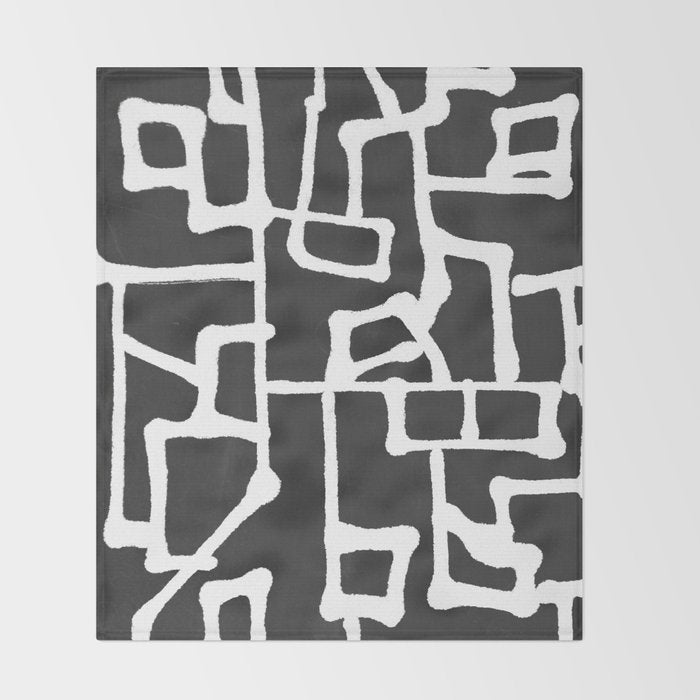 abstract-black and white Throw Blanket Gallery Image 2