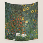 Farm Garden with Sunflowers (Bauerngarten mit Sonnenblumen) by Gustav Klimt Wall Tapestry Gallery Image 4