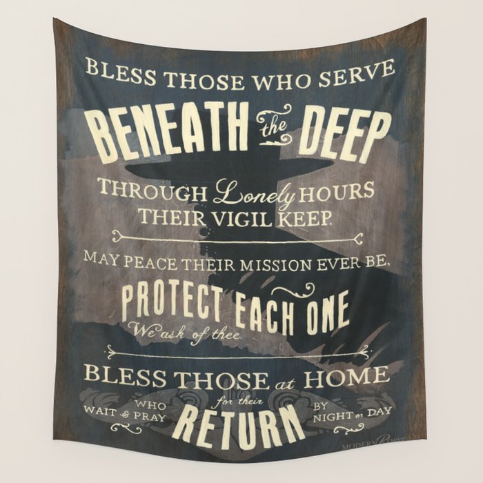 Bless Those Who Serve Beneath the Deep - The Submariner's Hymn Wall Tapestry Gallery Image 1