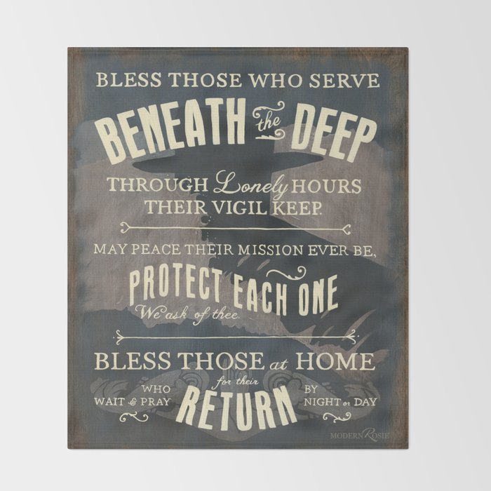 Bless Those Who Serve Beneath the Deep - The Submariner's Hymn Throw Blanket Gallery Image 2
