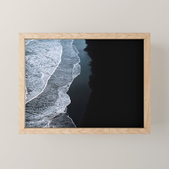 Minimalist Waves on a black sand beach in Iceland - Landscape Photography Mini Art Print Gallery Image 1
