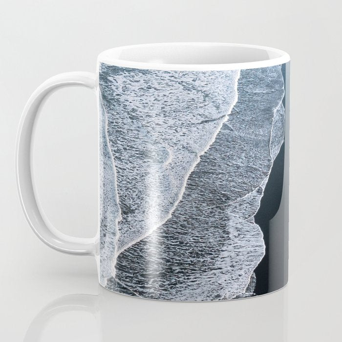 Minimalist Waves on a black sand beach in Iceland - Landscape Photography Coffee Mug Gallery Image 3
