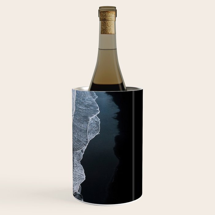 Minimalist Waves on a black sand beach in Iceland - Landscape Photography Wine Chiller Gallery Image 1