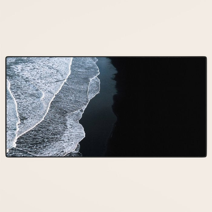 Minimalist Waves on a black sand beach in Iceland - Landscape Photography Desk Mat Gallery Image 3