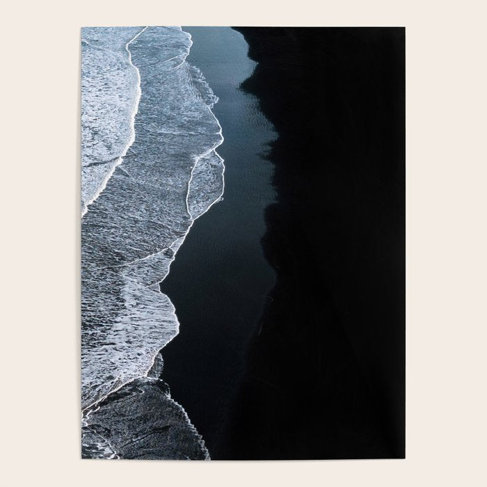 Minimalist Waves on a black sand beach in Iceland - Landscape Photography Poster Gallery Image 1