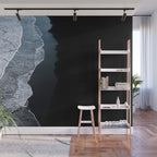 Minimalist Waves on a black sand beach in Iceland - Landscape Photography Wall Mural Gallery Image 1