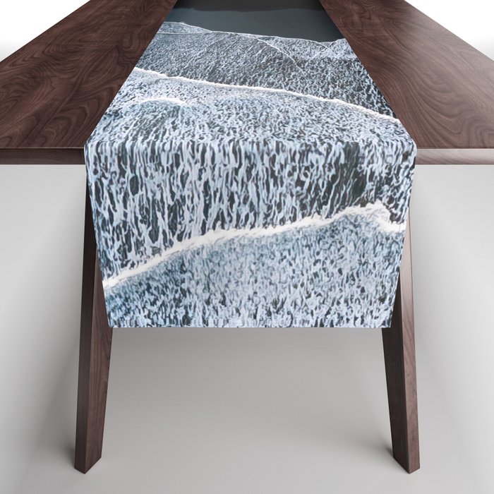 Minimalist Waves on a black sand beach in Iceland - Landscape Photography Table Runner Gallery Image 1