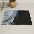 Minimalist Waves on a black sand beach in Iceland - Landscape Photography Rug Gallery Image 1
