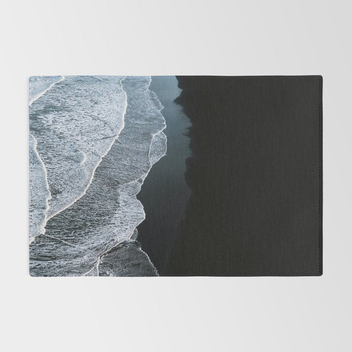 Minimalist Waves on a black sand beach in Iceland - Landscape Photography Rug Gallery Image 2