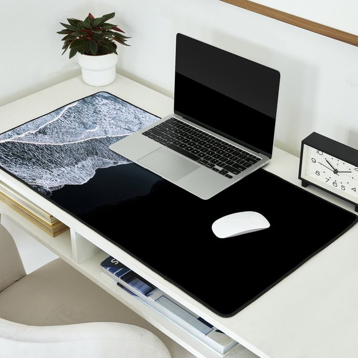 Minimalist Waves on a black sand beach in Iceland - Landscape Photography Desk Mat Gallery Image 2