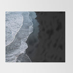 Minimalist Waves on a black sand beach in Iceland - Landscape Photography Throw Blanket Gallery Image 2