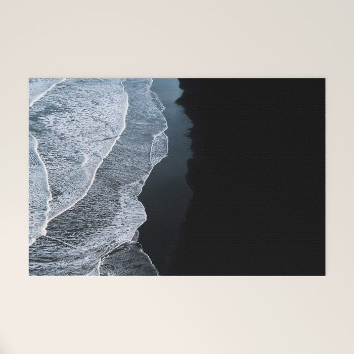Minimalist Waves on a black sand beach in Iceland - Landscape Photography Welcome Mat Gallery Image 1