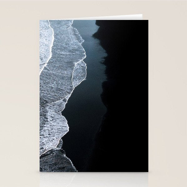 Minimalist Waves on a black sand beach in Iceland - Landscape Photography Stationery Card Gallery Image 2