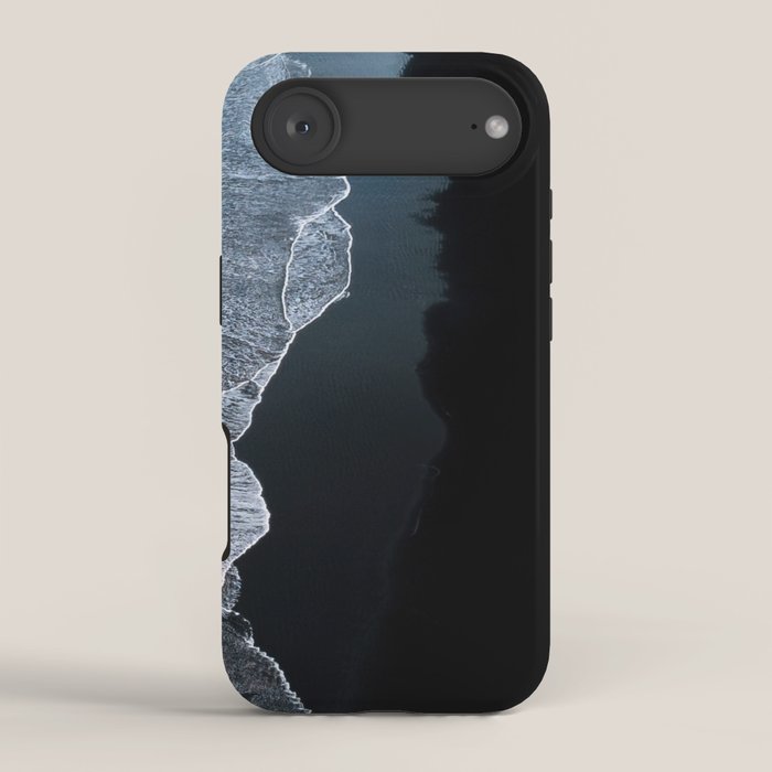 Minimalist Waves on a black sand beach in Iceland - Landscape Photography iPhone Case Gallery Image 2