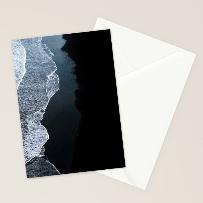 Minimalist Waves on a black sand beach in Iceland - Landscape Photography Stationery Card Gallery Image 2