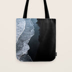 Minimalist Waves on a black sand beach in Iceland - Landscape Photography Tote Bag Gallery Image 1