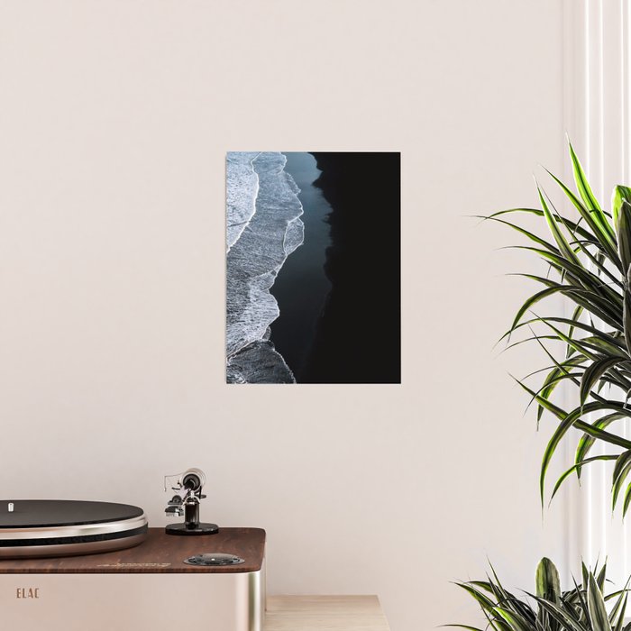 Minimalist Waves on a black sand beach in Iceland - Landscape Photography Poster Gallery Image 2