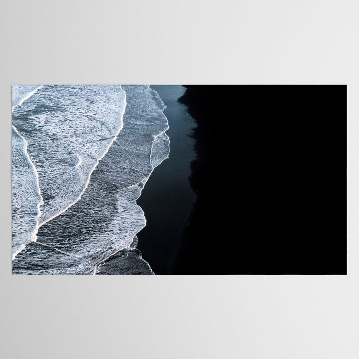 Minimalist Waves on a black sand beach in Iceland - Landscape Photography Tablecloth Gallery Image 2