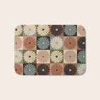 Retro Flowers Check Pattern II Bath Mat Gallery Image 1