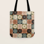 Retro Flowers Check Pattern II Tote Bag Gallery Image 1