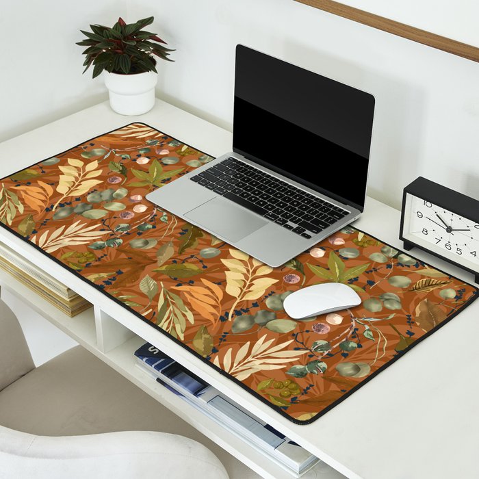 Autumn leafy wild forest B Desk Mat Gallery Image 2