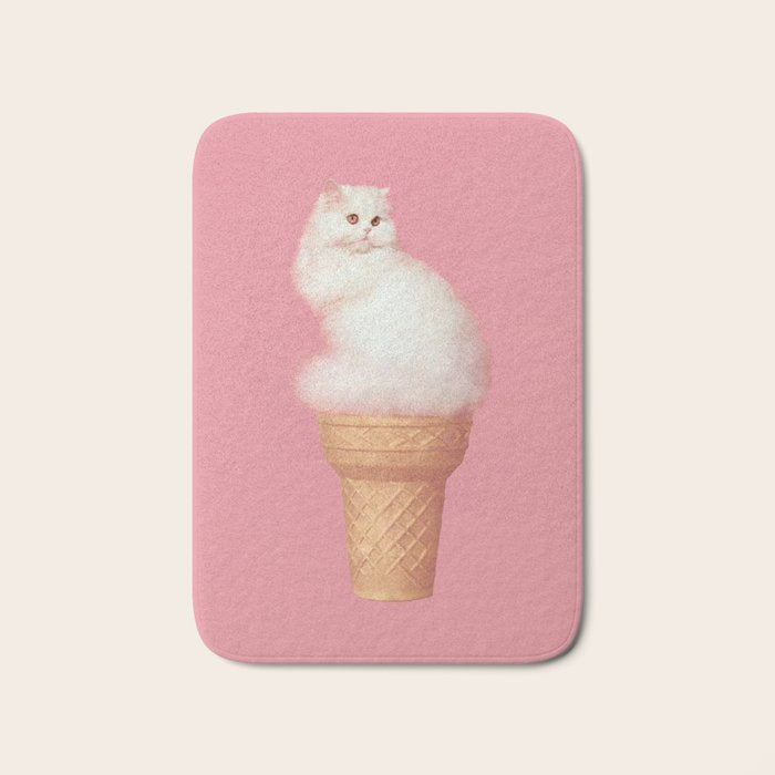 Cat Ice Cream - Pink Bath Mat Gallery Image 1