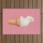 Cat Ice Cream - Pink Outdoor Rug Gallery Image 1