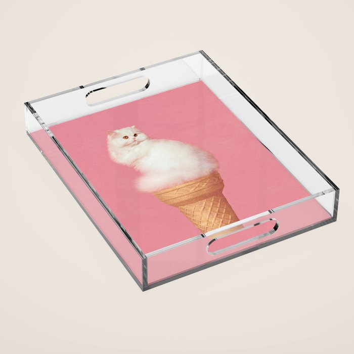 Cat Ice Cream - Pink Acrylic Tray Gallery Image 1